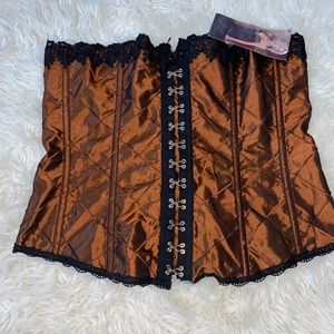 Copper Lace Satin Corset